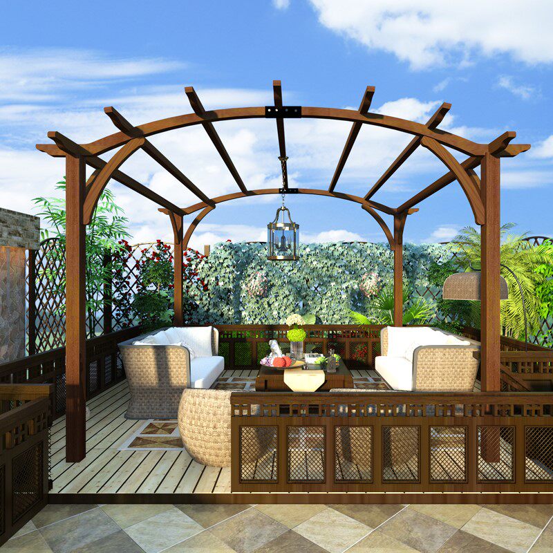 Outdoor sun shade anti-corrosion wood wooden chalet pavilion house barbecue tent villa courtyard scenic area leisure canopy parking