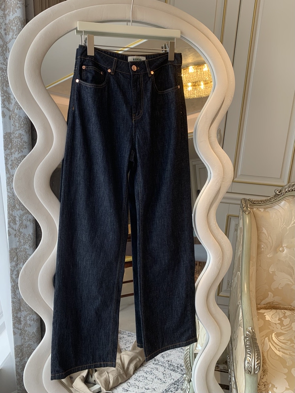Bc Same-Source Italian Berto Fabric Thin High-Waisted Original Color Straight-Leg Jeans Vintage Versatile Long Pants