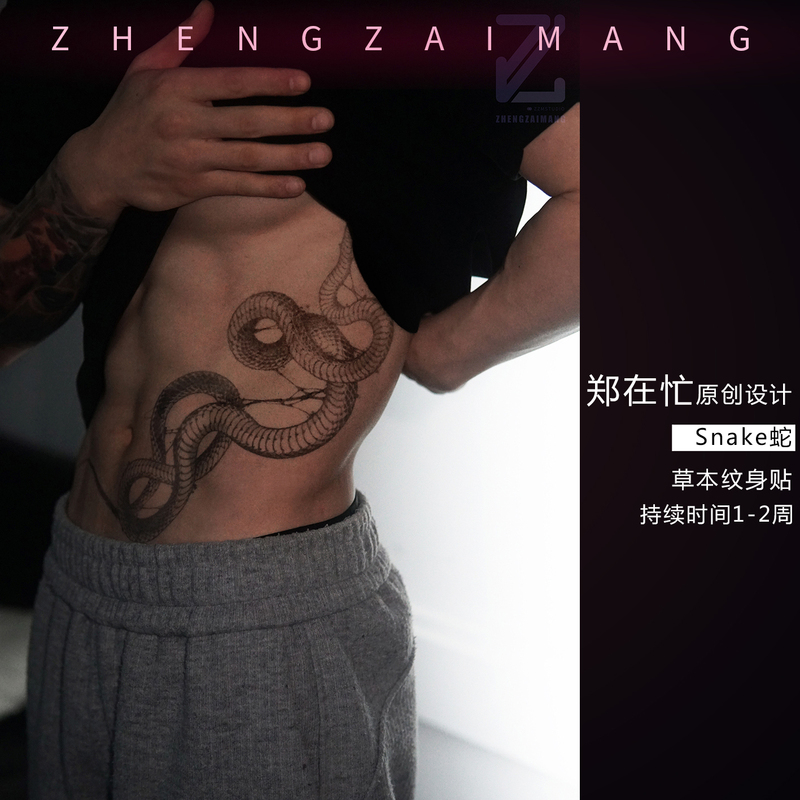 Original Snake Tattoo Stickers, Herbal Semi-Permanent Waist Tattoo Stickers, High-End Tattoo Stickers, Large Area Tattoo Stickers