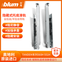 Imported BLUM damping support bottom rail hidden slide rail full pull-out rebound rail buffer drawer three-section pop-up
