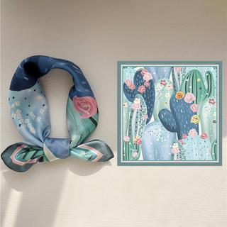 New Spring and Summer European and American Printed Retro Professional Small Square Scarf