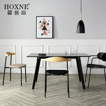 Hockson solid wood dining table and chair combination black table home Modern simple Nordic dining table rectangular small apartment