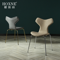 Hockson Nordic dining chair home light luxury ins Net Red Chair Metal leather art designer minimalist restaurant stool