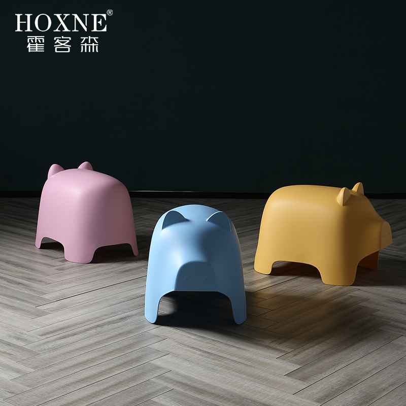 Hawkson children's cartoon pig stool home plastic fashion kindergarten chair color toy stool learning low dining chair