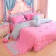 Cotton Hàn giường hoa mục vụ váy một gia đình bốn công chúa ren gió bông giường chăn 1.8m - Bộ đồ giường bốn mảnh