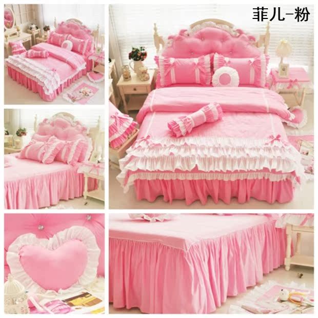 Yêu Địa Trung Hải theo phong cách Hàn Quốc bộ đồ giường màu xanh bông dệt giường bông Bốn hoạt động vững chắc - Bộ đồ giường bốn mảnh mền gối