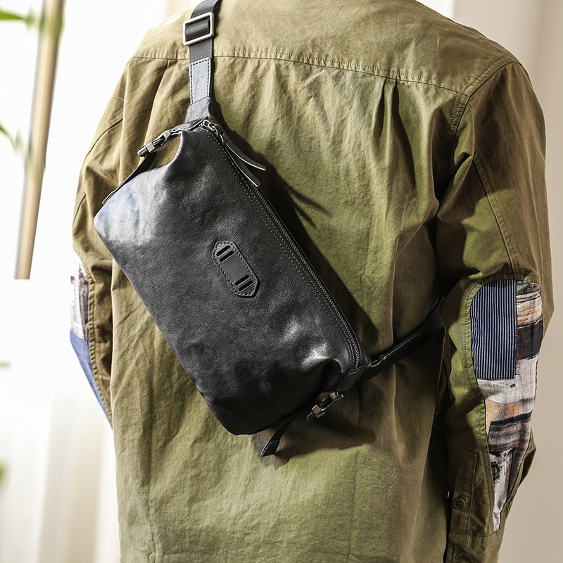 Nine City Good Pint Genuine Leather Chest Bag Men Comeback Ancient Brief Plant Tannins Beef Leather Single Shoulder Bag Day Department Casual Diagonal Satchel Tide-Taobao