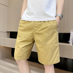 Brand Men's Clothing Men's Five-Point Shorts Pure Cotton Summer Thin Trendy Versatile Shorts Loose Plaid Beach Mid-Length Pants