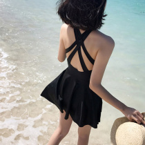 Swimsuit women 2019 new belly thin conservative one-piece dress sexy small chest gather large size hot spring swimsuit