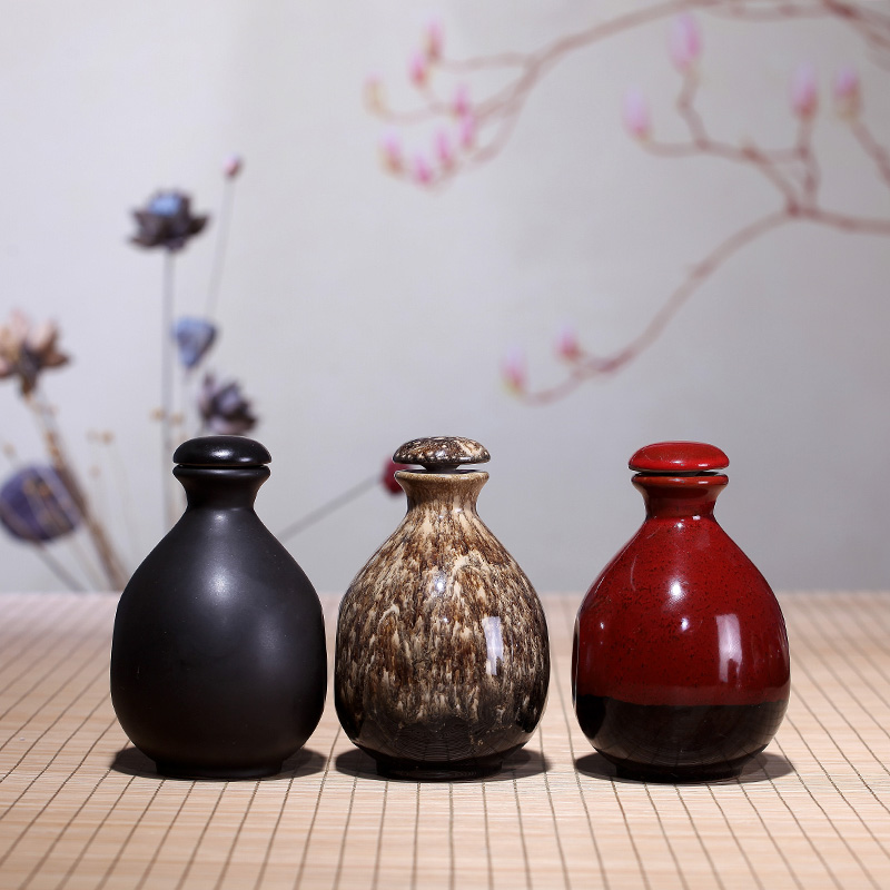 Yixing ceramic wine bottle wine Ware wine jar 1kg earthen pottery wine jar ceramic lid wine bottle whole box for sale
