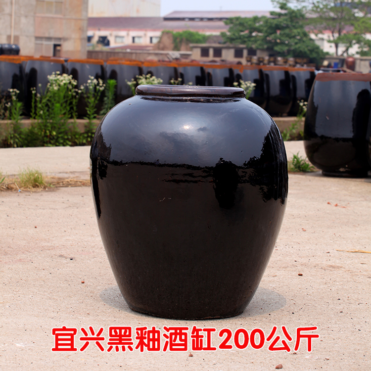 Yixing ceramic wine jar wine jar 200 kg 400 catties Yixing authentic grade A black glaze household wine jar