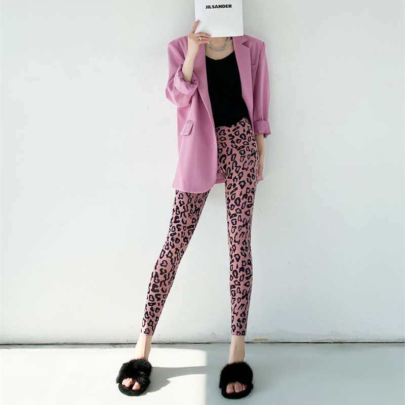Autumn New Leopard Print Yoga Pants Sports Fitness Shark Pants Naked-Feel Tight Leggings High-Waisted High-Elastic Women's