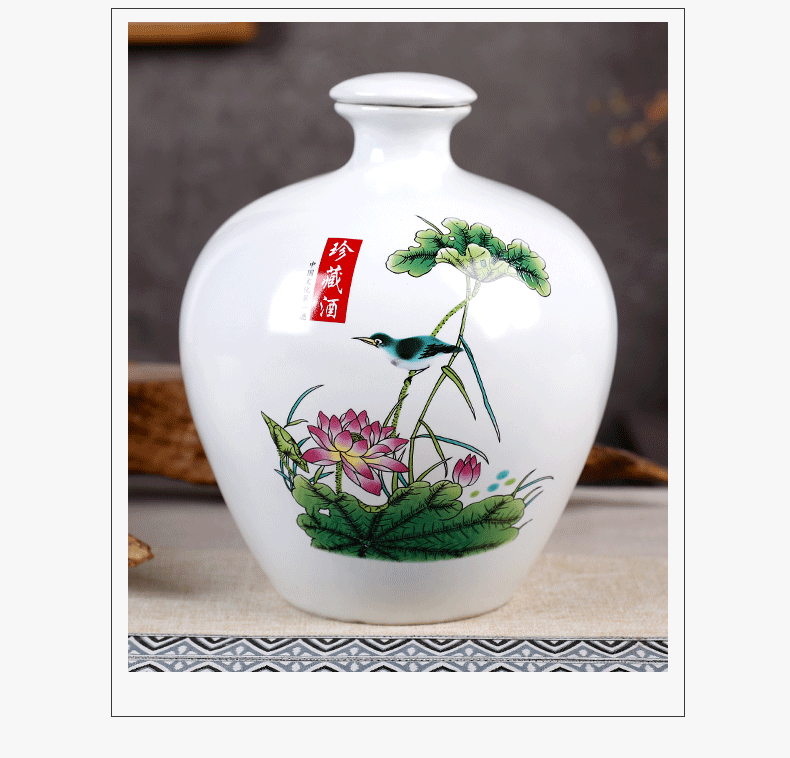 Jingdezhen ceramic seal small bottle 1 catty 2 jins 5 jins of 10 jins blank hip household gifts jar casks