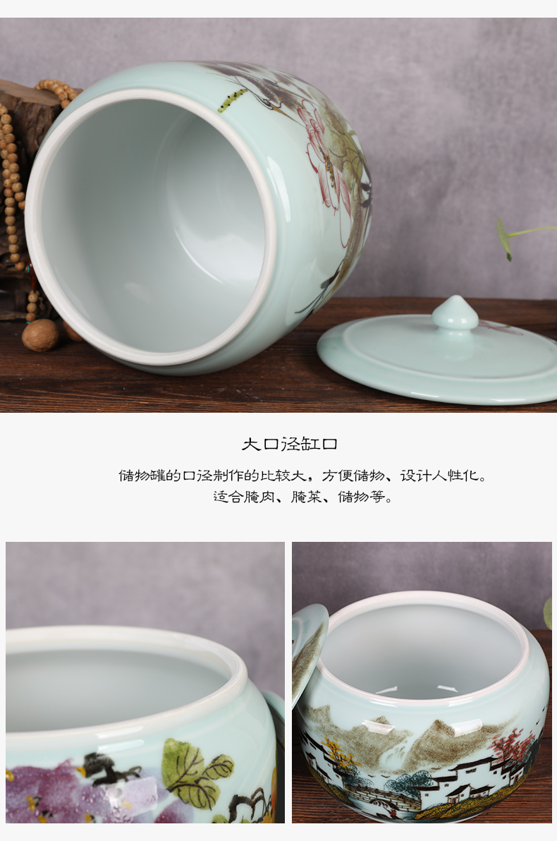 Ceramic barrel with cover ricer box 15/25 jin tea rice flour cylinder box seal tea cylinder cylinder grains storage