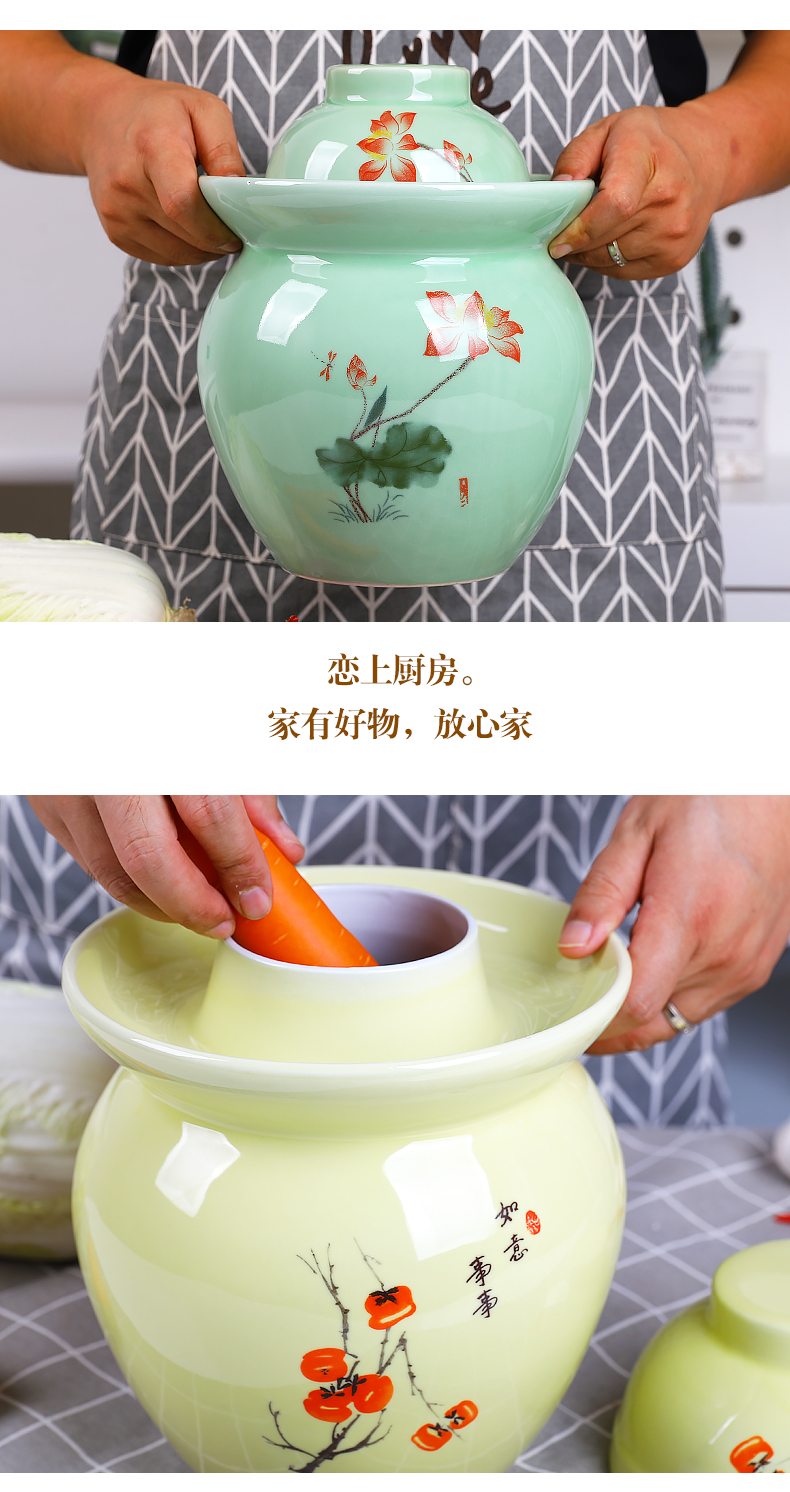 Environmental ceramic pickle jar sealed storage sichuan pickle jar of pickles pickles egg cylinder double jars of jingdezhen