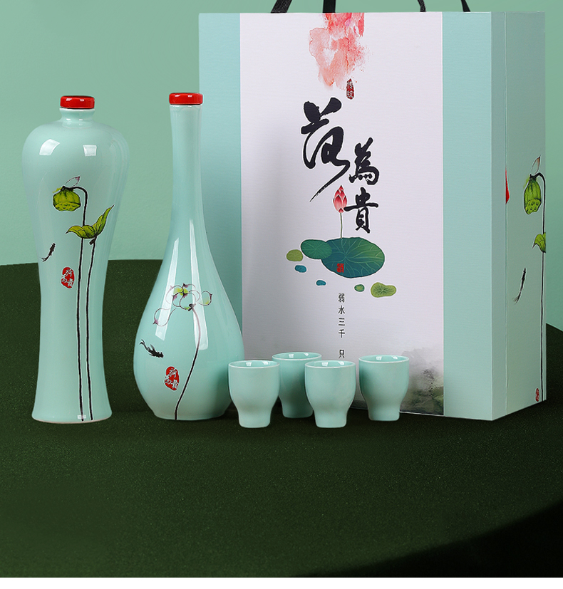 An empty bottle of jingdezhen ceramic pot 1 catty creative gift liquor home wine sealed small jars wine gift box