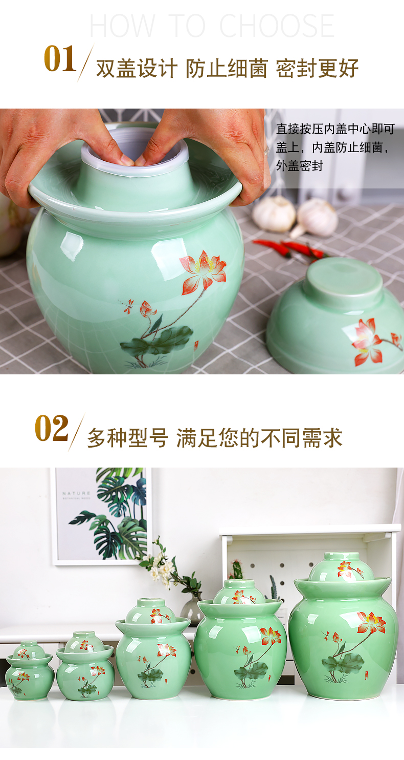 Environmental ceramic pickle jar sealed storage sichuan pickle jar of pickles pickles egg cylinder double jars of jingdezhen