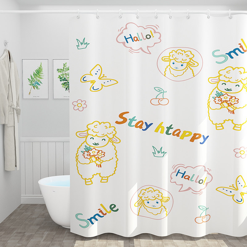 Powder room water curtain shower curtain advanced waterproof shower room bathroom partition bath shading compartment Japanese-style curtain