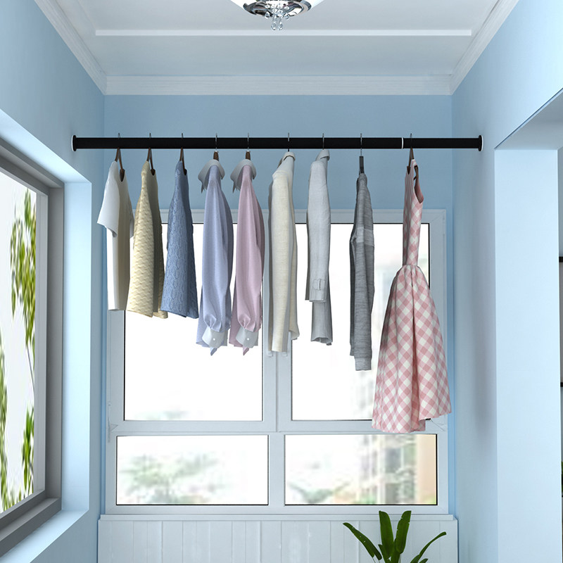 Balcony clothesline Non-perforated wardrobe Students Dormitory Telescopic Rod dressing room Window curtain rod Bathroom Window Frame