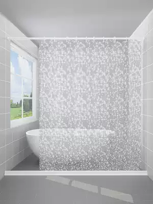 Yuhua Stone EVA Transparent Shower Curtain Free Punch Thickened Curtain Waterproof Bathroom Makeup Room Bath Partition Curtain