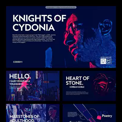 Cyberpunk trend two-color art oil painting universal template PPT template advanced creative colorful business