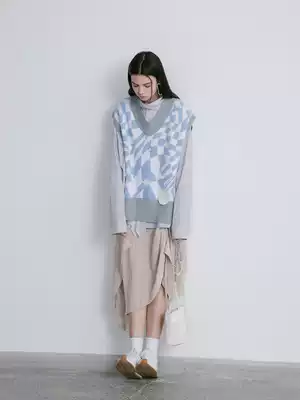EKCOOKIES original designer Lilu Xiu with niche psychedelic checkerboard vest vest vest