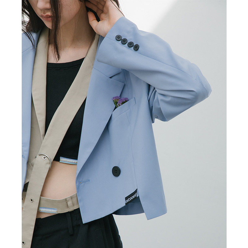 EKCOOKIES original design Xu Yiyang with short front and back long design sense niche suit jacket women short
