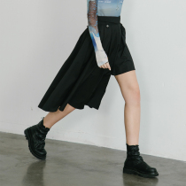 EKCOOKIES Original designer Irregular niche layering skirt Deconstructed dark black skirt A-line skirt