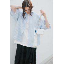 EKCOOKIES original designer Lin Zi Hong with lapel stripes flower middle sleeve shirt profile shirt