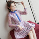 2023 new women's autumn and winter temperament petite, fresh and slim-fitting lady's a-line printed gentle style dress