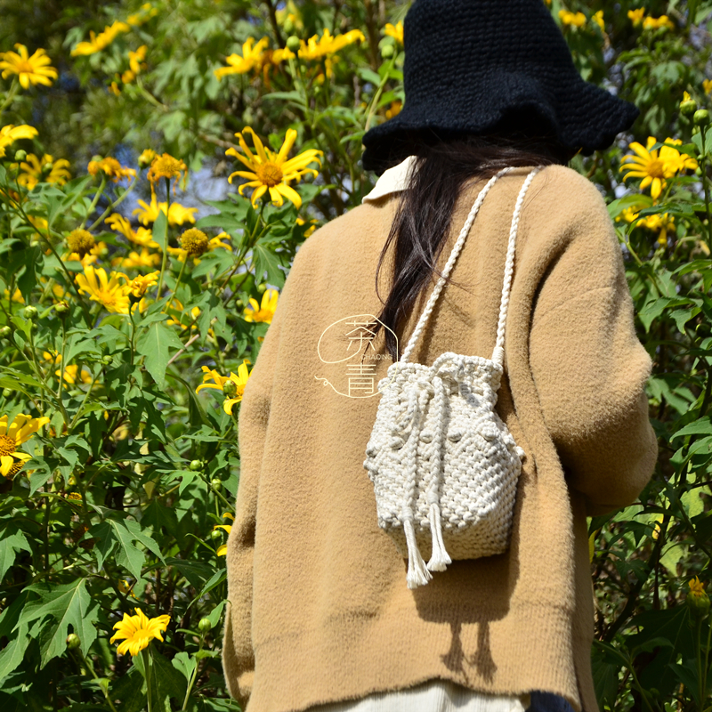 Tea Qing Original design Knot Fragrant Weave Inclined Cross Long Version Bucket of Diy Material Package finished product