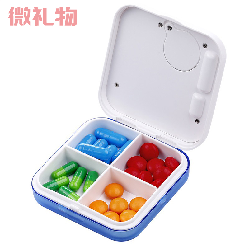 Mini electronic intelligent portable reminder box office morning and late evening men and women take medication reminder vibration