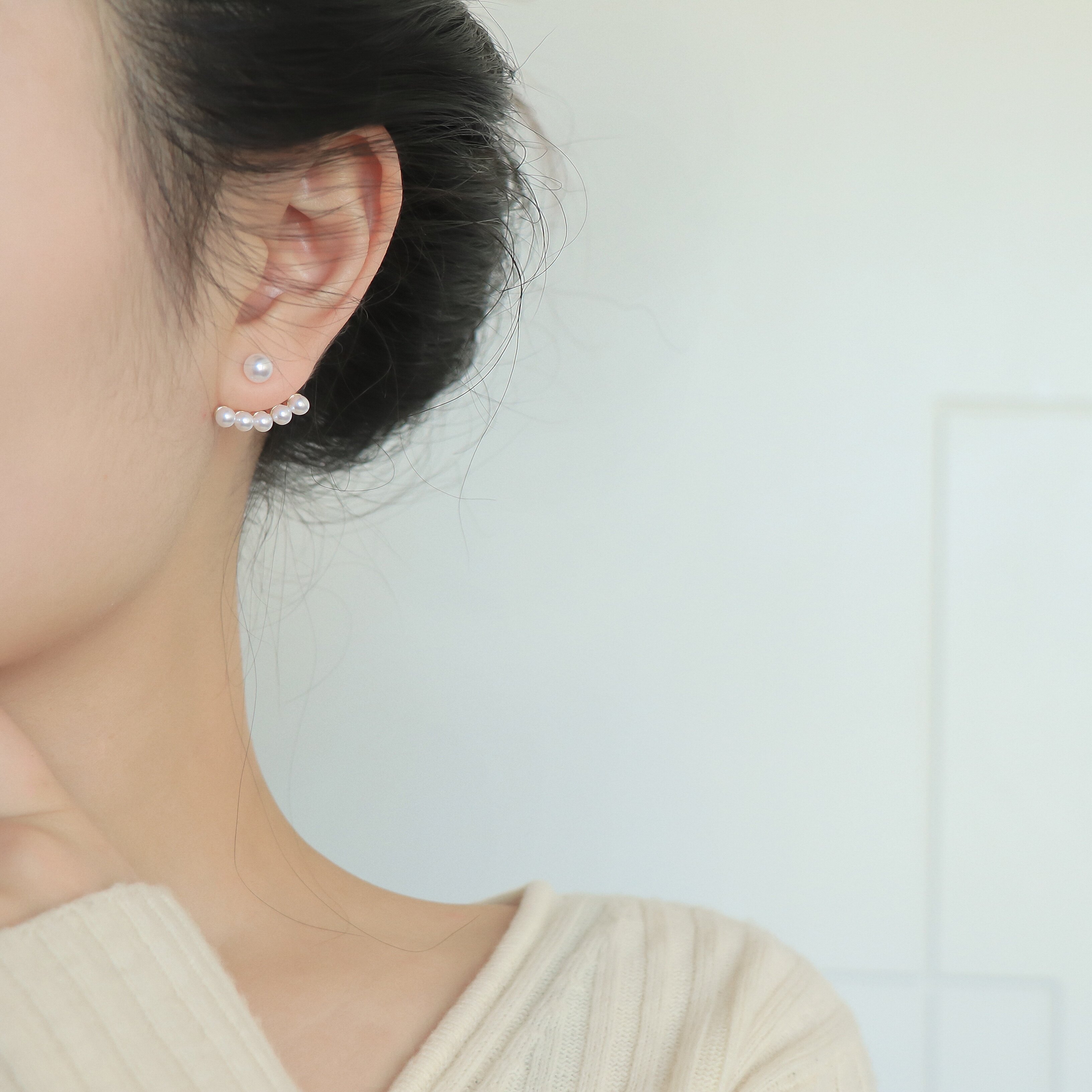 Due to the lack of Sting S925 silver needle front and back wearing pearl earrings super fairy elegant temperament earrings a pair of earrings