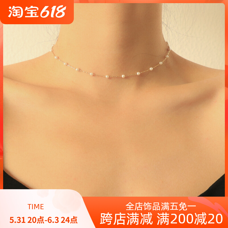 For lack of Stink Pole Jane Pearl Neckline East Gate Sweet Temperament Pearl Choker Super Fairy's Neck Necklace 100 lap