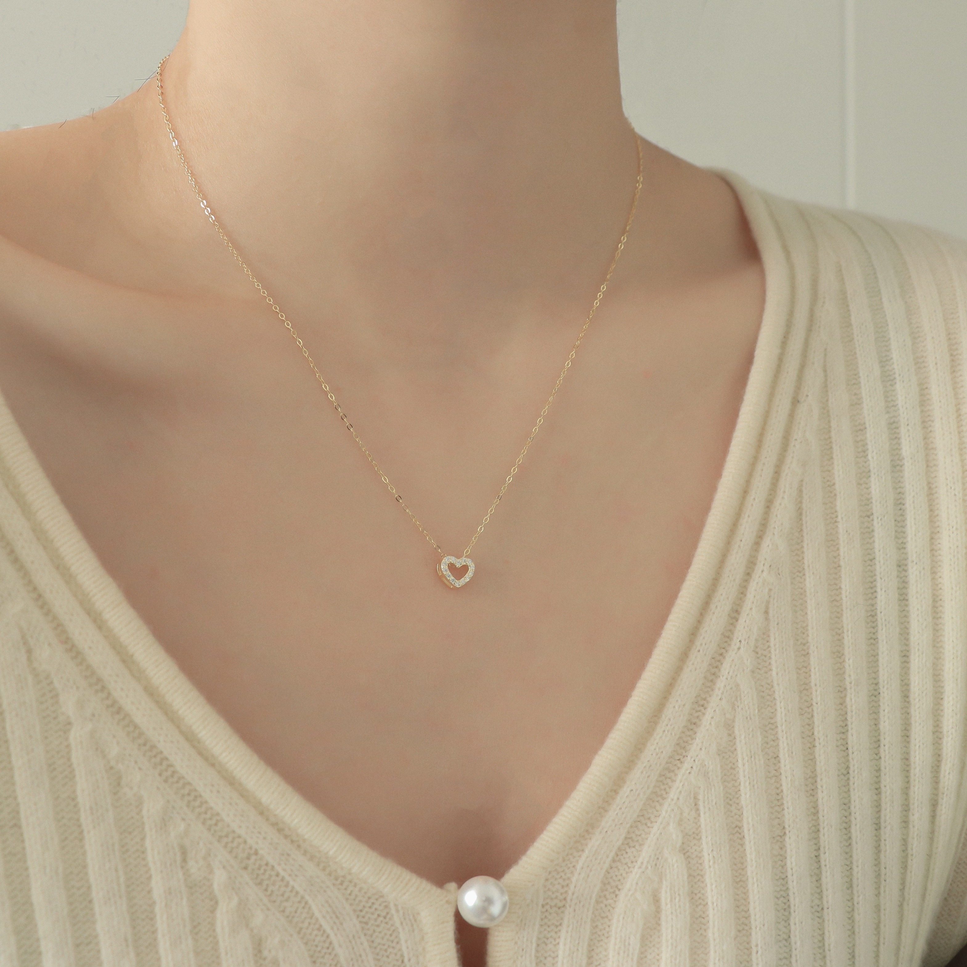 For lack of Stine S925 through body pure silver small plated 14K gold loving necklace 100 lap net red collarbone chain