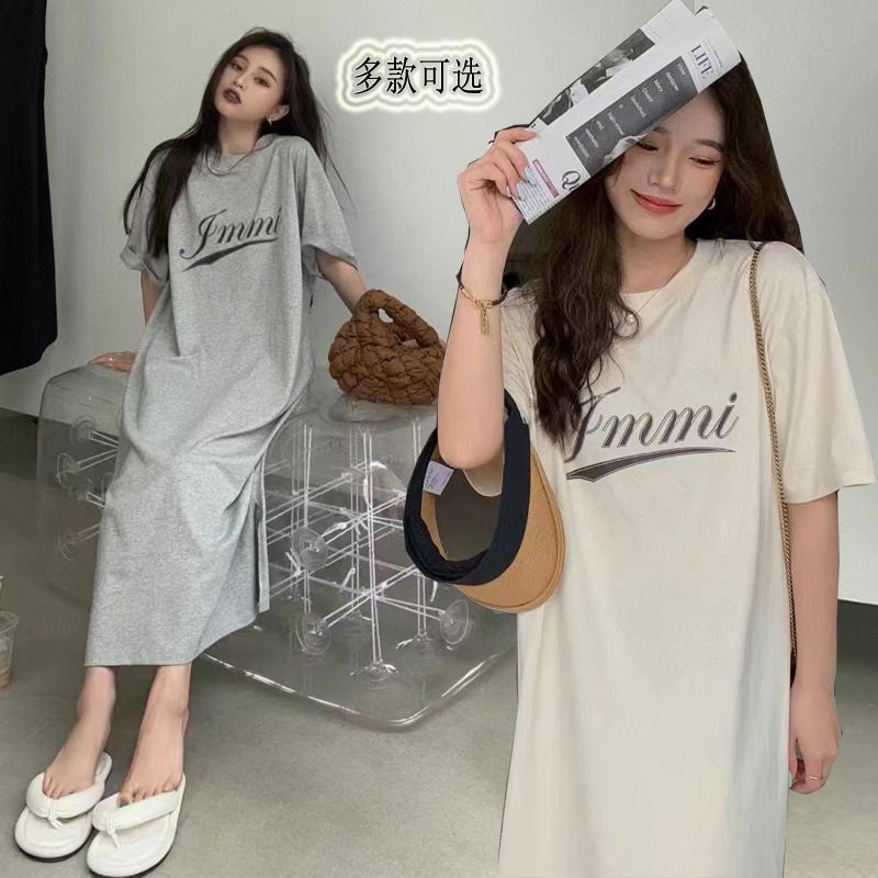 Pure Cotton Pajamas for Women, 100% Cotton, Long Lazy T-Shirt Nightdress, Summer Loose Plus Size, Over-The-Knee Dress for Plus-Size Women Pure Cotton Pajamas for Women, 100% Cotton, Long Lazy T-Shirt Nightdress, Summer Loose Plus Size, Over-The-Knee Dress for Plus-Size Women