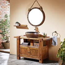 Classical wash basin cabinet wabi-sabi wind vanity modern Chinese Jane h about antique wood bathroom cabinet combination