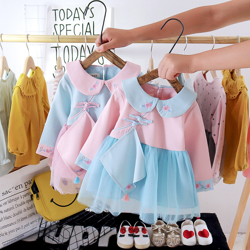 Newborn dress girl baby Hanfu children's dress Tang suit handicap retro baby girl newborn photo clothes
