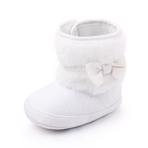 Высокая детская обувь для новорожденных для раннего возраста, флисовые демисезонные ботинки для девочек с бабочкой, удерживающие тепло туфли для выхода на улицу