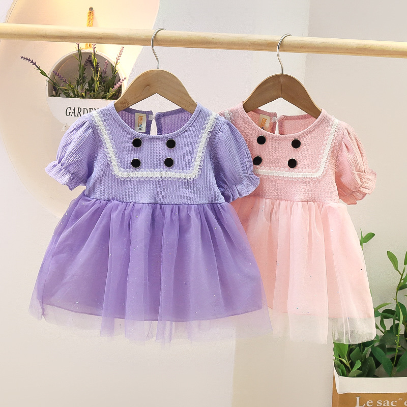 Girl's tennis dress in summer dress French style Princess skirt Newborn Daughter Polo Dress Princess Nepotism Skirt Children's Baby Net