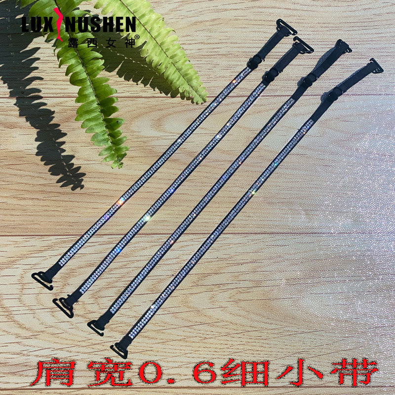 Thin Diamond-Embellished Shoulder Strap Camisole Dress with Adjustable and Detachable Straps, Bra