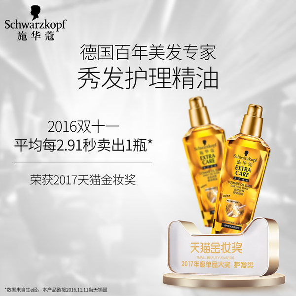 德国 施华蔻 Schwarzkopf 金致润养瞬柔精油 75ml*2瓶 聚划算+优惠券折后￥59包邮（￥79-20）