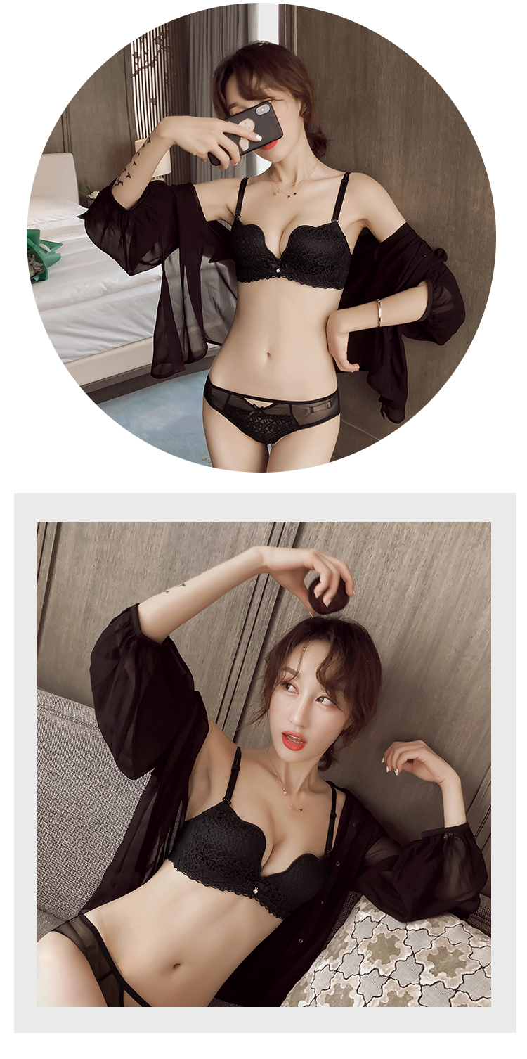 Anh Yunge gợi cảm vỏ sò cup sâu V đồ lót nữ không có vòng thép nhỏ áo ngực tụ tập điều chỉnh áo ngực quần chip dễ thương