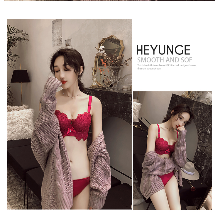 Lotus vần áo ngực ren trên bộ sưu tập tập hợp đồ lót ngực nhỏ gợi cảm dày điều chỉnh áo ngực năm nay màu đỏ đồ bơi nữ đẹp