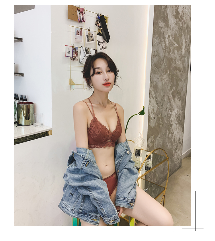 [Gửi đồ lót] He Yunge không có vòng thép đồ lót nữ tập hợp ren mỏng phần áo ngực nhỏ gợi cảm áo ngực màu đỏ áo ngực cho bé bú