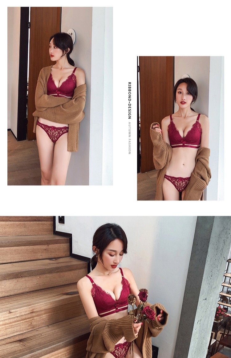 Lotus vần điệu mềm mại và thoáng khí áo ngực đặt dây đai gợi cảm đồ lót ngực nhỏ tập hợp trên áo ngực mà không có một chiếc áo ngực bằng đồng đồ mặc nhà