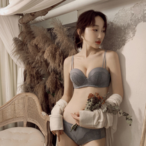 Heyun Pavilion sexy lace small chest gathered Palm Cup underwear female thick without steel ring soft upper bra set