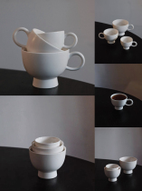 Onye Store July 5th White Glaze Big Ear Stem Bowl