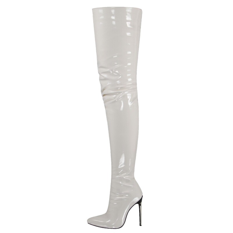 Cross-Border Amazon 2025 Women's Over-The-Knee Boots, Cross-Border Plus Size, Metal Heel, Fashionable 12cm Heel Height