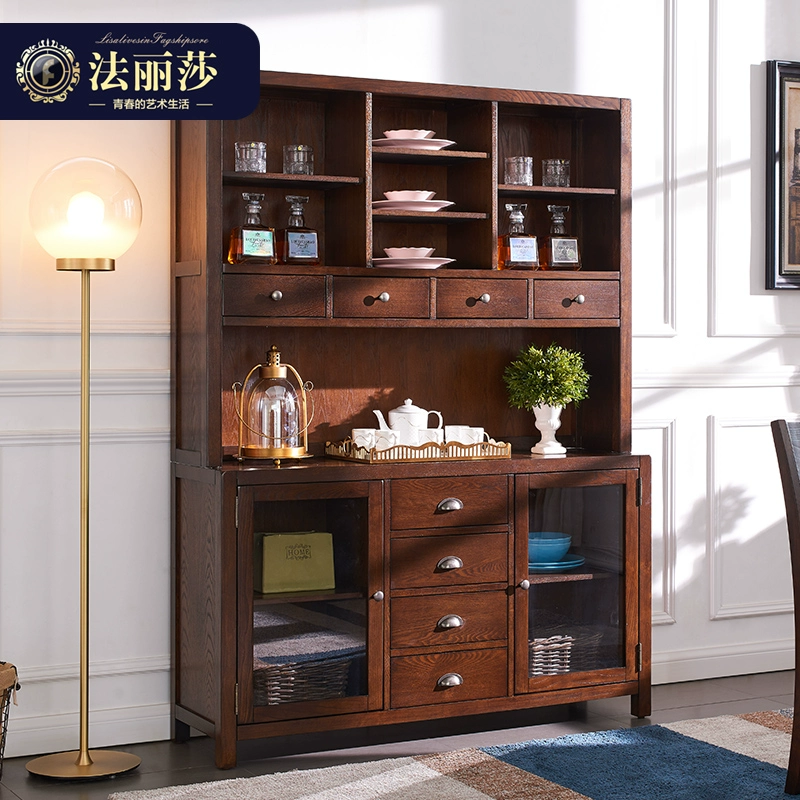 Nội thất Farisa American Country Solid Wood Sideboard Nhà hàng Tủ rượu Tủ lưu trữ Tủ trưng bày đa chức năng M6 - Buồng